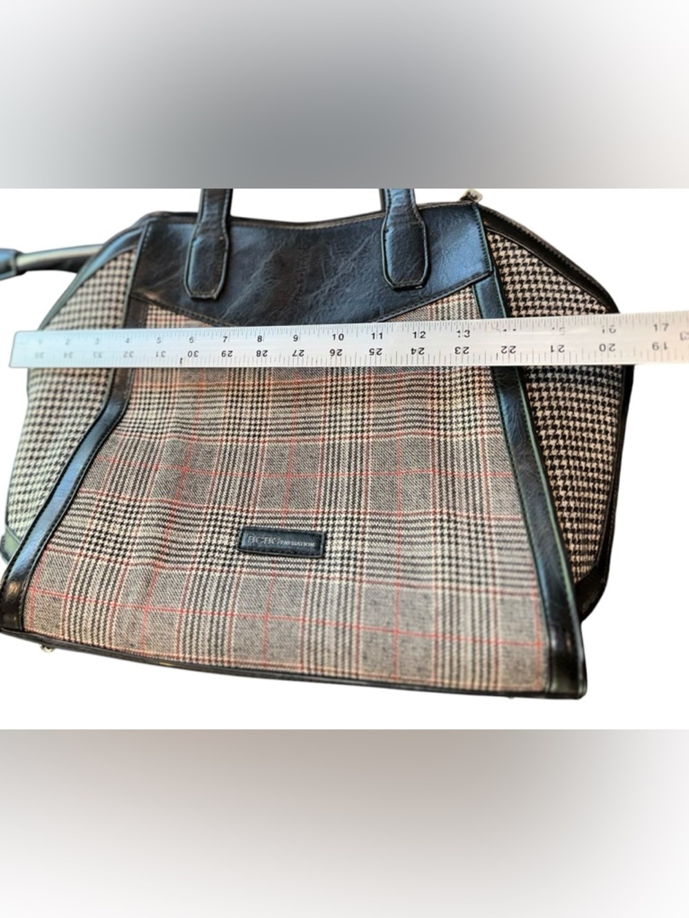 BCBGeneration Aubry Tote Houndstooth Vegan Leather Glen Plaid Handbag Purse - Picture 5 of 8